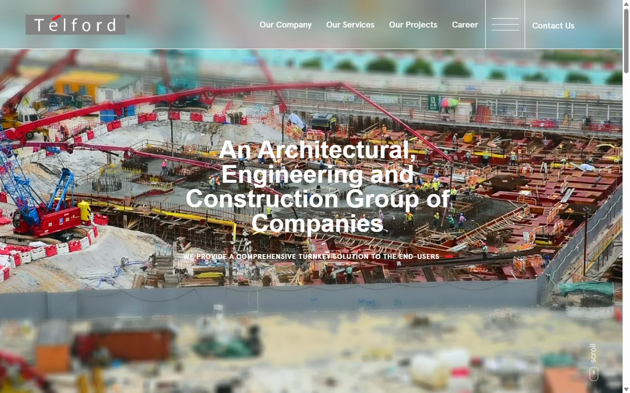 Telford website, Home page on desktop